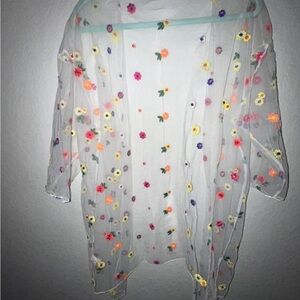 Floral Embroidered Sheer Robe